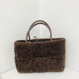 Maxbell Women Tote Bag Lightweight Female Hobo Bag Plush Bag for Shopping Street Brown