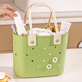Maxbell Shower Caddy Basket Sturdy Storage Basket for Kitchen Household College Dorm Beige