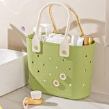 Maxbell Shower Caddy Basket Sturdy Storage Basket for Kitchen Household College Dorm Beige