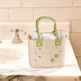 Maxbell Shower Caddy Basket Sturdy Storage Basket for Kitchen Household College Dorm Beige