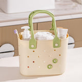 Maxbell Shower Caddy Basket Sturdy Storage Basket for Kitchen Household College Dorm Beige