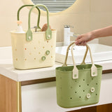 Maxbell Shower Caddy Basket Sturdy Storage Basket for Kitchen Household College Dorm Beige