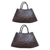 Maxbell Women Woven Tote Bag PU Leather Shopping Bag Handbag for Beach Work Vacation 33cmx19cmx11cm