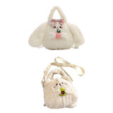 Maxbell Plush Crossbody Bag Plush Bag for Women Girl Comfortable Casual Shoulder Bag White