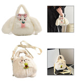 Maxbell Plush Crossbody Bag Plush Bag for Women Girl Comfortable Casual Shoulder Bag White