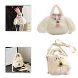 Maxbell Plush Crossbody Bag Plush Bag for Women Girl Comfortable Casual Shoulder Bag White