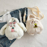 Maxbell Plush Crossbody Bag Plush Bag for Women Girl Comfortable Casual Shoulder Bag White