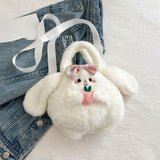 Maxbell Plush Crossbody Bag Plush Bag for Women Girl Comfortable Casual Shoulder Bag White
