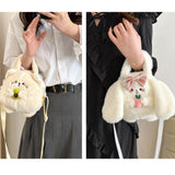 Maxbell Plush Crossbody Bag Plush Bag for Women Girl Comfortable Casual Shoulder Bag Khaki