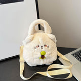 Maxbell Plush Crossbody Bag Plush Bag for Women Girl Comfortable Casual Shoulder Bag Khaki