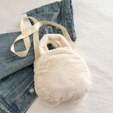 Maxbell Plush Crossbody Bag Plush Bag for Women Girl Comfortable Casual Shoulder Bag Khaki