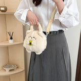 Maxbell Plush Crossbody Bag Plush Bag for Women Girl Comfortable Casual Shoulder Bag Khaki
