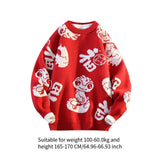 Maxbell Knit Sweater Warm Novelty Casual Jacquard for Autumn Winter Festival Red