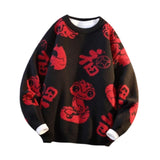 Maxbell Knit Sweater Warm Novelty Casual Jacquard for Autumn Winter Festival Black