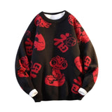 Maxbell Knit Sweater Warm Novelty Casual Jacquard for Autumn Winter Festival Black