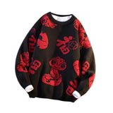 Maxbell Knit Sweater Warm Novelty Casual Jacquard for Autumn Winter Festival Black