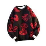 Maxbell Knit Sweater Warm Novelty Casual Jacquard for Autumn Winter Festival Black