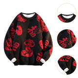 Maxbell Knit Sweater Warm Novelty Casual Jacquard for Autumn Winter Festival Black