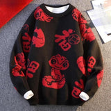 Maxbell Knit Sweater Warm Novelty Casual Jacquard for Autumn Winter Festival Black