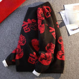 Maxbell Knit Sweater Warm Novelty Casual Jacquard for Autumn Winter Festival Black