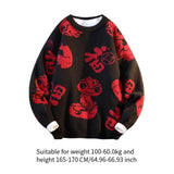 Maxbell Knit Sweater Warm Novelty Casual Jacquard for Autumn Winter Festival Black