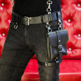 Maxbell Waist Bag PU Versatile Medieval Belt Pouch for Costume Performance Halloween Black