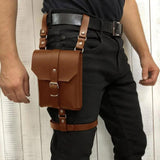 Maxbell Waist Bag PU Versatile Medieval Belt Pouch for Costume Performance Halloween Brown