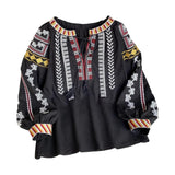 Maxbell Embroidery Blouse for Women Lady Mexican Embroidered Top for Shopping Dating Black