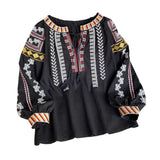 Maxbell Embroidery Blouse for Women Lady Mexican Embroidered Top for Shopping Dating Black