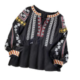 Maxbell Embroidery Blouse for Women Lady Mexican Embroidered Top for Shopping Dating Black