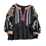Maxbell Embroidery Blouse for Women Lady Mexican Embroidered Top for Shopping Dating Black