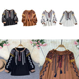 Maxbell Embroidery Blouse for Women Lady Mexican Embroidered Top for Shopping Dating Black