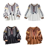 Maxbell Embroidery Blouse for Women Lady Mexican Embroidered Top for Shopping Dating Black