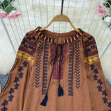 Maxbell Embroidery Blouse for Women Lady Mexican Embroidered Top for Shopping Dating Caramel