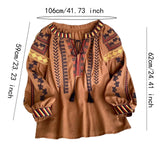 Maxbell Embroidery Blouse for Women Lady Mexican Embroidered Top for Shopping Dating Caramel