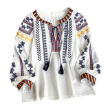 Maxbell Embroidery Blouse for Women Lady Mexican Embroidered Top for Shopping Dating White
