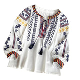 Maxbell Embroidery Blouse for Women Lady Mexican Embroidered Top for Shopping Dating White