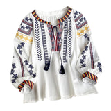 Maxbell Embroidery Blouse for Women Lady Mexican Embroidered Top for Shopping Dating White