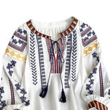 Maxbell Embroidery Blouse for Women Lady Mexican Embroidered Top for Shopping Dating White