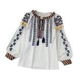 Maxbell Embroidery Blouse for Women Lady Mexican Embroidered Top for Shopping Dating Apricot