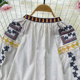 Maxbell Embroidery Blouse for Women Lady Mexican Embroidered Top for Shopping Dating Apricot