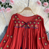 Maxbell Women's Mexican Embroidered Tops Bohemian Blouse for Vacation Shopping Party Red