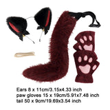 Maxbell Plush Cat Ears, Paws and Tail Set Lovely for Themed Party Birthday Carnivals Red Black