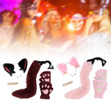 Maxbell Plush Cat Ears, Paws and Tail Set Lovely for Themed Party Birthday Carnivals Red Black