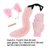 Maxbell Plush Cat Ears, Paws and Tail Set Lovely for Themed Party Birthday Carnivals Pink