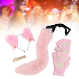 Maxbell Plush Cat Ears, Paws and Tail Set Lovely for Themed Party Birthday Carnivals Pink