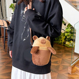 Maxbell Plush Crossbody Bag Portable Soft Stuffed Doll Zipper Closure Shoulder Pack Capybara