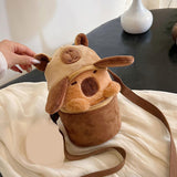Maxbell Plush Crossbody Bag Portable Soft Stuffed Doll Zipper Closure Shoulder Pack Capybara
