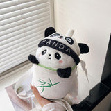 Maxbell Plush Crossbody Bag Portable Soft Stuffed Doll Zipper Closure Shoulder Pack Panda