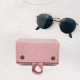 Maxbell Travel Sunglasses Organizer Sturdy Hanging Men Women Eyeglasses Storage Box Pink
